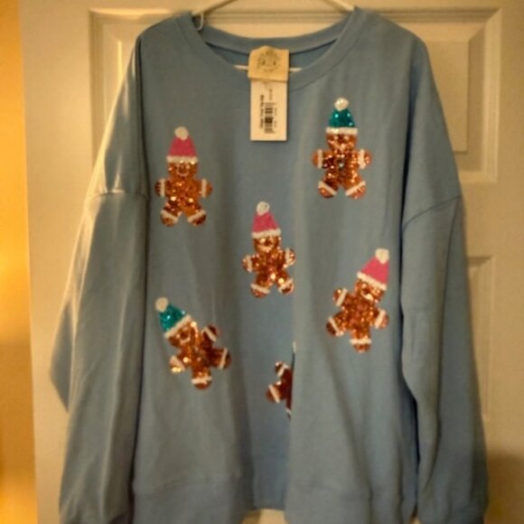 Fantastic Fawn Tops - Fantastic Fawn - Light Blue Gingerbread Sweatshirt - New with Tags! - Size Large